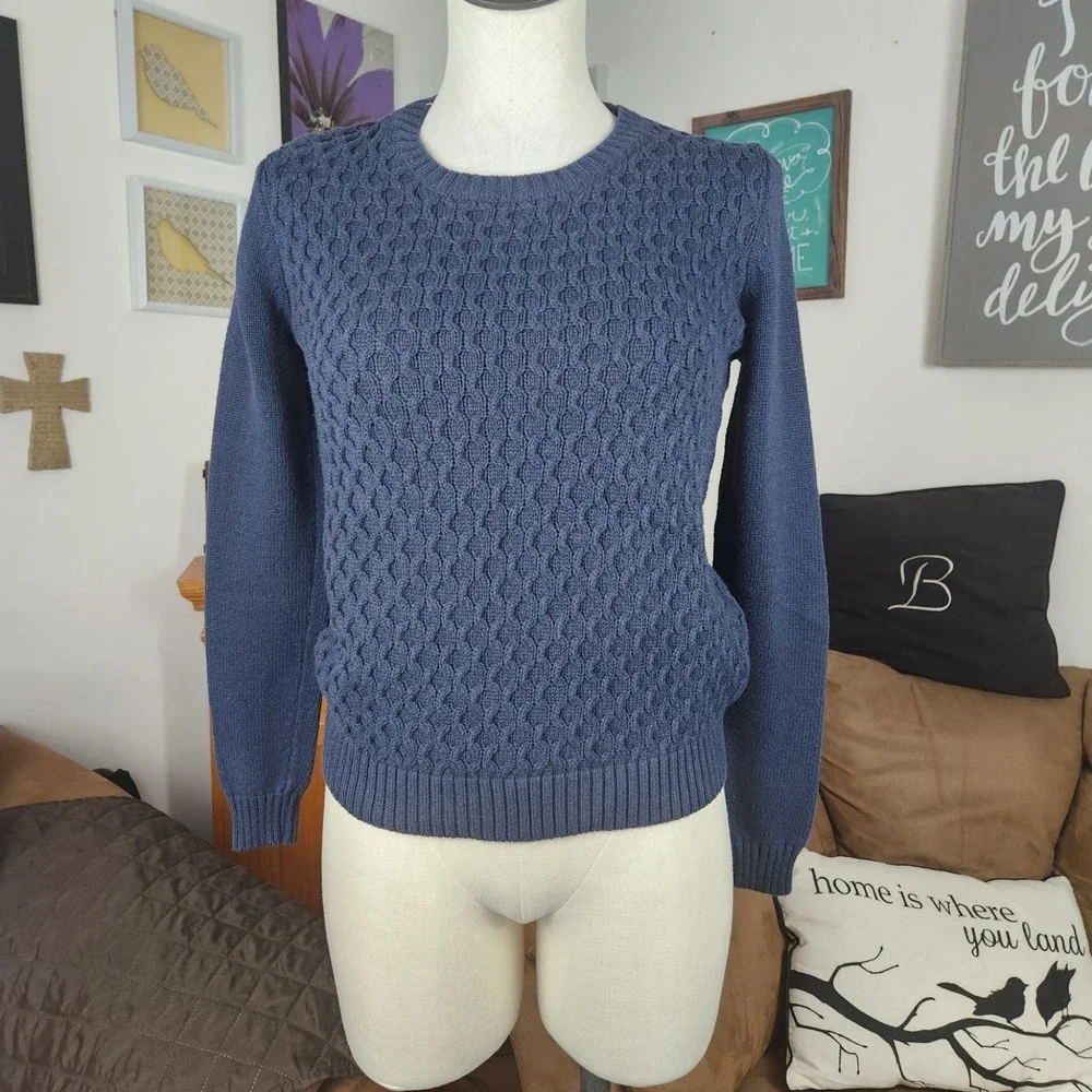 Gap Factory Honeycomb Crew Neck Navy Sweater S - Picture 1 of 3